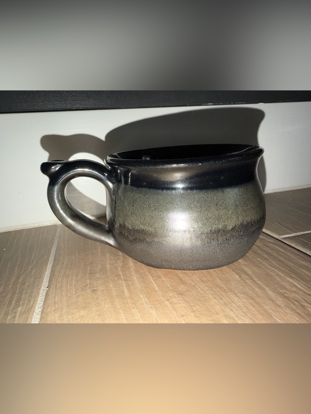 Mountain Arts Pottery handmade soup bowl gray black Montana